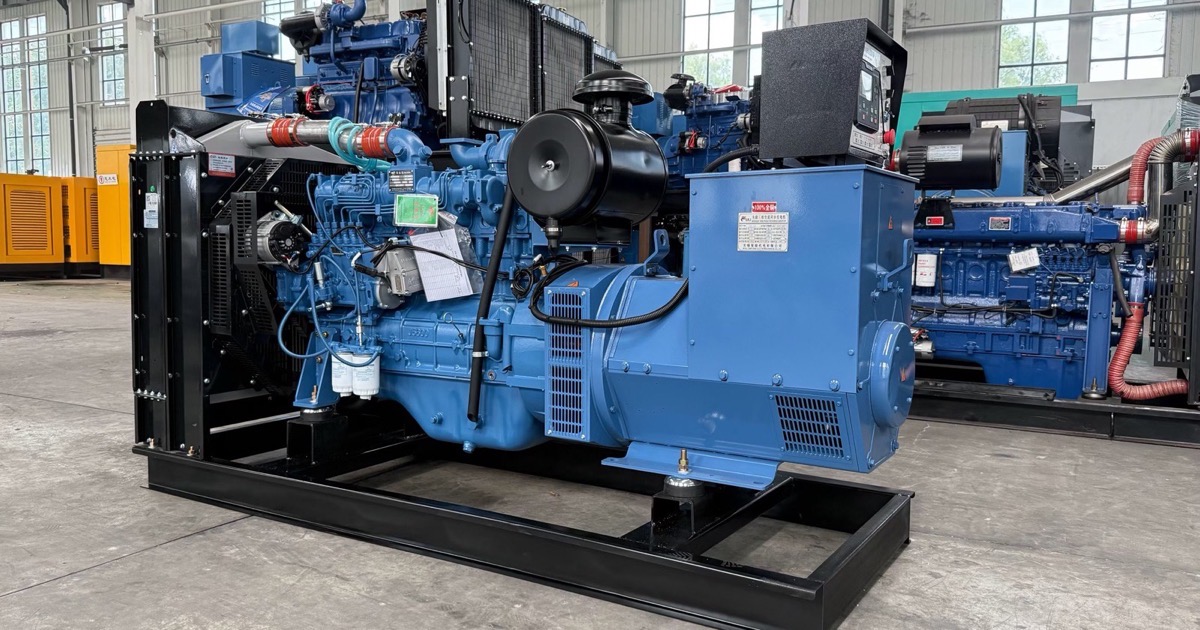 Real industrial diesel generator prepared in factory for cold room and refrigeration backup projects